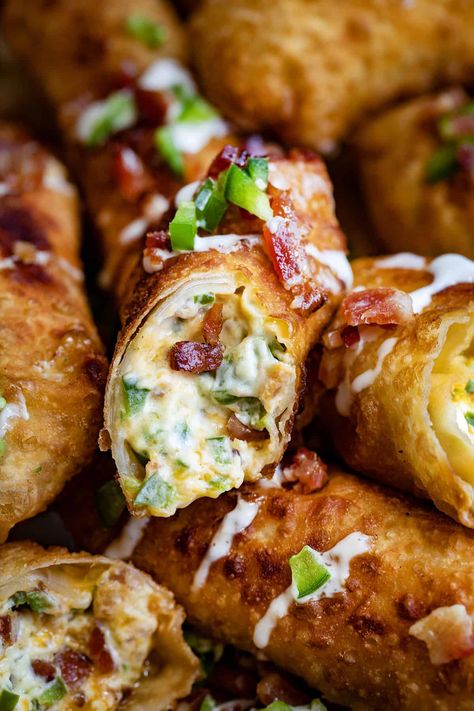 Jalapeno Popper Egg Rolls 3 Ingredient Egg Rolls, Bacon Jalepeno Popper Egg Roll, Bacon Jalapeno Poppers Eggrolls, Jalepeno Popper Eggrolls, 2024 Food Ideas, Bacon Jalapeño Popper Eggrolls, Bacon Jalapeño Egg Rolls, Jalapeno Popper Eggrolls, Jalapeno Cream Cheese Egg Rolls