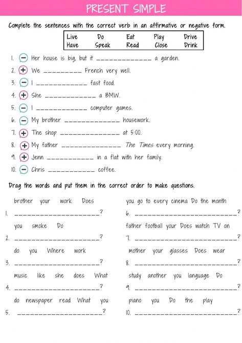 Present Simple Worksheet, Present Simple Exercises, Present Simple Worksheets For Kids, Present Simple For Kids, Present Simple Lesson, Simple Present Tense Worksheets Grade 3, Esl Present Simple Worksheets, Present Simple Question Worksheets, Present Continuous