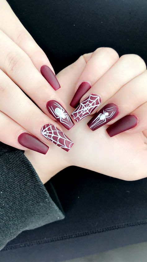 Halloween Acrylic Nails Red Nails Spiderman, Semi Ideas, Spiderman Nails, Marvel Nails, Nail Art Halloween, Halloween Acrylic Nails, Solid Color Nails, Anime Nails, Edgy Nails