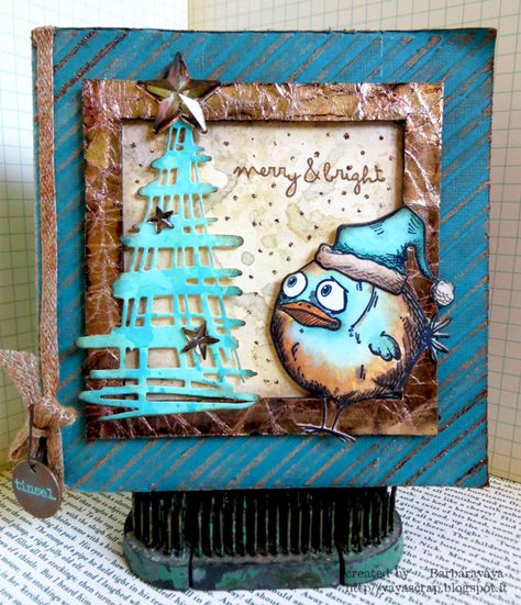 Challenge: Throwback - Simon Monday Challenge Blog Crazy Cats Cards, Tim Holtz Crazy Birds Cards, Monday Design, Tim Holtz Crazy Birds, Crazy Birds, Christmas Birds, Tim Holtz Christmas, Tim Holtz Stamps, Crazy Dogs