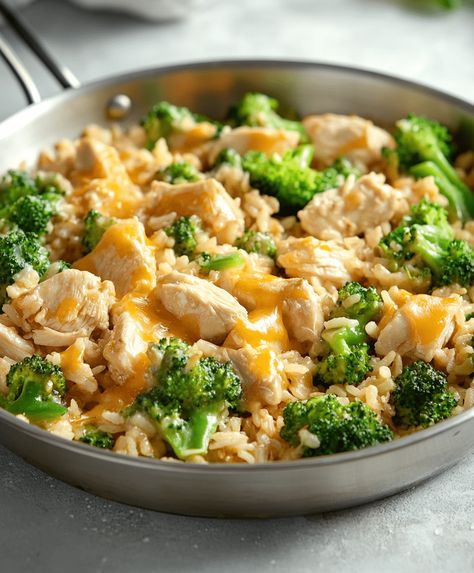 One Pan Cheesy Chicken Broccoli And Rice Recipe - cookingwithtina.com Cheesey Broccoli, Chicken Broccoli Rice Cheese Casserole, Cheesy Broccoli Rice, Broccoli And Rice, Can Chicken Recipes, Yummy Casserole Recipes, Chicken Broccoli Rice, Broccoli Rice Casserole, Cheesy Chicken Broccoli