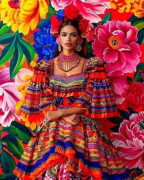 Mexican Modern Dress, Freda Calo, Modern Photoshoot, Latina Clothes, Mexican Inspiration, Mexican Outfits, Backdrop Inspiration, Mexico Dress, Latin Art