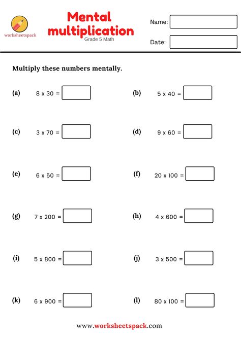 GRADE 5 MATH WORKSHEETS. Practice your mental math multiplication skills with these free printable. Mental Multiplication Worksheets, Worksheet For Grade 5 Maths, Class Two Math Worksheet, Grade 5 Maths Worksheets, Mental Maths Worksheets Grade 5, Mental Maths Worksheets Grade 3, Grade 5 Math Worksheets Free Printable, Mental Maths Worksheets 4th Grade, Mental Maths Worksheets Grade 2