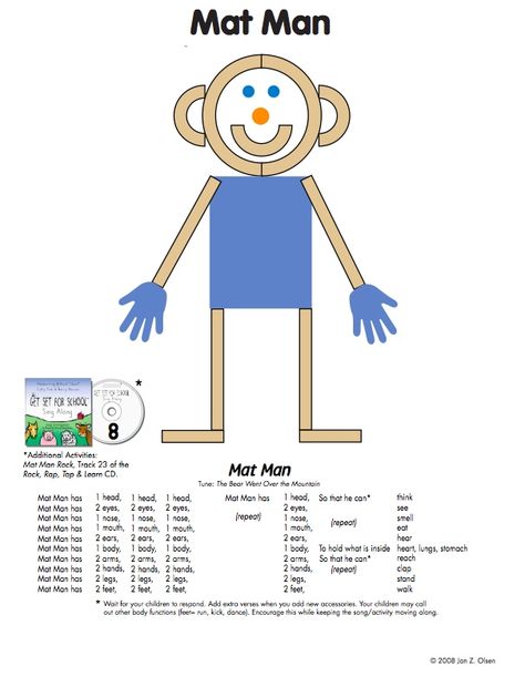 Mat Man Mat Man Printable, Mat Man Preschool, Mat Man Activities, Mat Man Song, Nose Template, Prek Literacy, Mat Man, All About Me Preschool, Web Archive