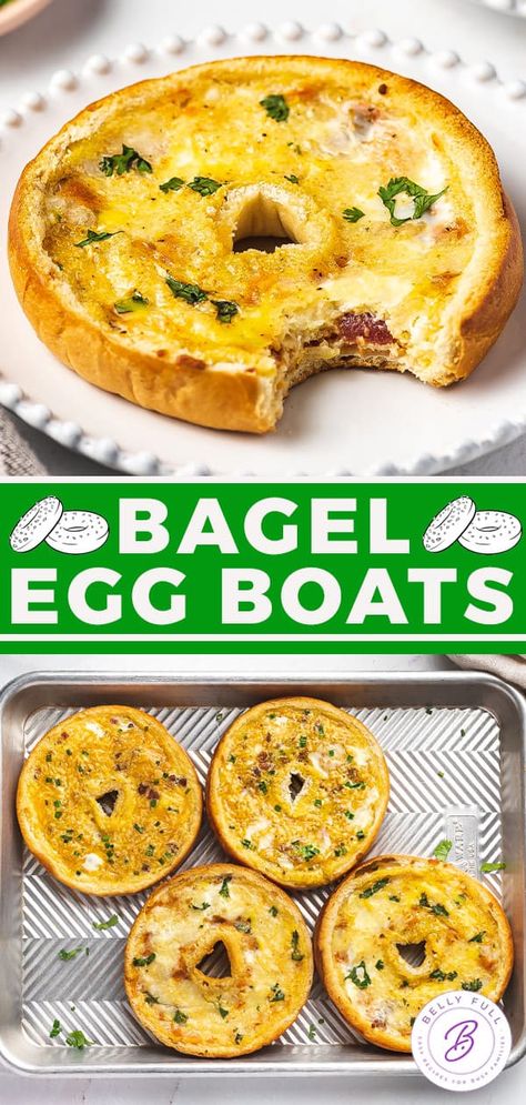 Eggs And Bagels Breakfast Recipes, Bagels With Eggs, Bagel Egg Sandwich Breakfast Recipes, Breakfast Bagels Ideas, Bagel Boats Breakfast, Bagel Egg Bake, Bagel And Egg Breakfast, Begal Recipe Breakfast, Bagel Meals