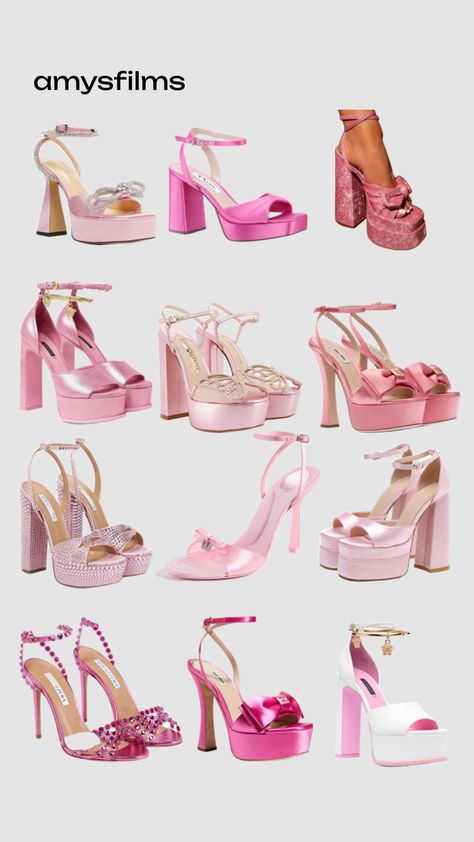 pink heels Ts4 Aesthetic Clothes, Pink Aesthetic Heels, Pink High Heels Aesthetic, Pink Heels Png, Pink Heels Aesthetic, 2000s Heels, Shein Heels, Barbie Heels, Y2k Heels