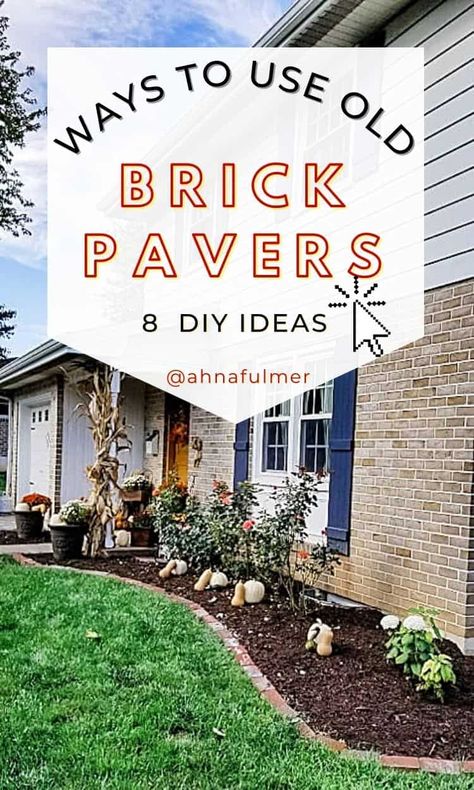 8 Creative Ways to Use Brick Pavers - Hammers N Hugs Leftover Pavers Ideas, Repurpose Bricks, Brick Landscape Edging, French Country Cottage Kitchen, Cottage Kitchen Renovation, Breakfast Nook Bench, Brick Planter, Nook Bench, Brick Accent Wall