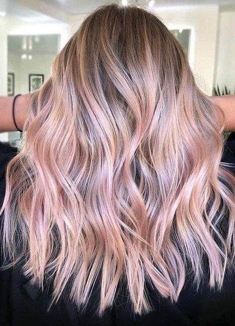 Pink Balayage Hair, Pink Hair Highlights, Blond Rose, Pink Balayage, Light Pink Hair, Pink Blonde Hair, Balayage Hair Color, Latest Hair Color, Pastel Pink Hair