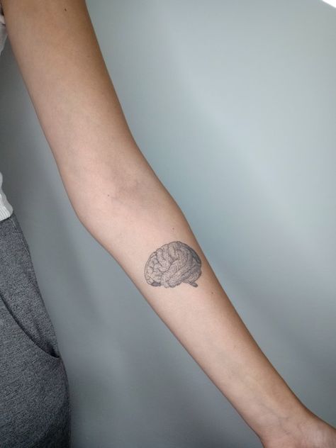 Neurology Tattoo, Tattoo Pointillism, Brain Tattoo, Dotwork Tattoo, Brain Anatomy, Handpoke Tattoo, Hand Poke, Neurology, Line Sticker