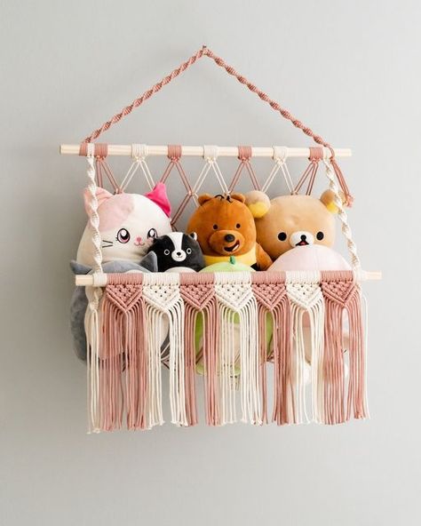 Stuff Animal Hammock, Macrame Bedroom, Animal Hammock, Love Stuff, Stuffed Animal Hammock, Crochet Store, Macrame Baby, Toy Hammock, Macrame Hammock