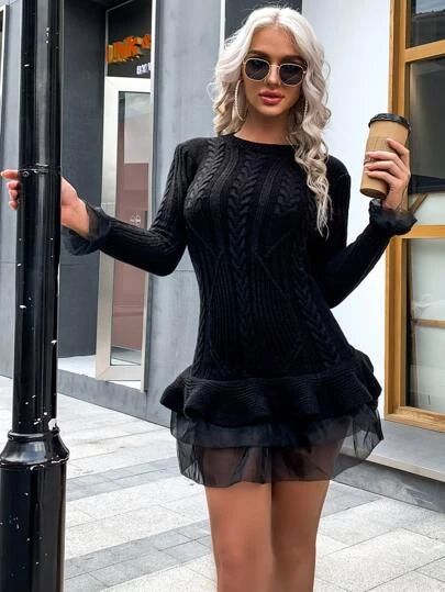 Long Sleeve Dress Bodycon, Bodycon Sweater Dress, Ruffle Sweater, Dress Bodycon, Bodycon Fashion, Homecoming Dress, Top Trends, Dress P, Perfect Dress