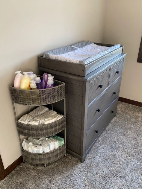 Nursery Ideas For Shared Bedroom, Baby Dresser Changing Table Target, Change Table Nursery, Changing Table Inspiration, Best Baby Changing Table, Changing Table With Storage, Nursery In Moms Room, Changing Table With Dresser, Changing Table Ideas Small Space