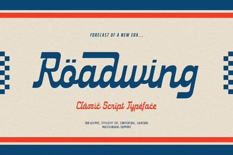 Roadwing, Script and Handwritten ft. retro & vintage - Envato Elements Old School Fonts, Vintage Script Fonts, Graphic Design Letters, Script Typeface, Free Script Fonts, Graphic Design Fonts, Vintage School, A Font, Font Generator