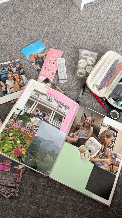 Scrapbook Journal Pictures, Summer Hobbies Aesthetic, Our Summer Scrapbook, Scrapbooking Inspo Aesthetic, New Hobbies Aesthetic, Summer Scrapbook Aesthetic, Hobby Ideas Aesthetic, Summer Scrapbook Cover, Summer Journal Aesthetic