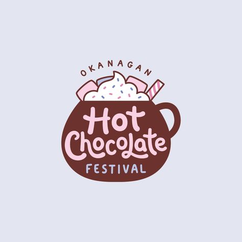 Fun custom logo I designed for the new Okanagan Hot Chocolate Fest! Hot Chocolate Logo Design, Hot Chocolate Branding, Chocolate Font, Chocolate Logo, Tea Station, Chocolate Festival, Festival Logo, Hot Coco, Chocolate Brands