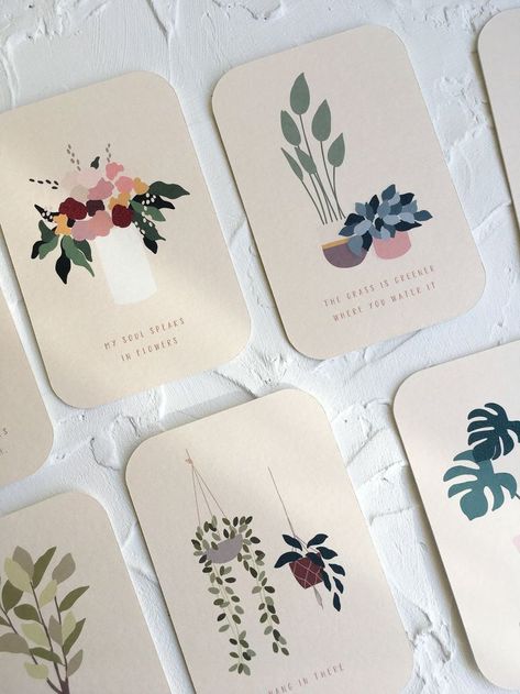 Self Care Cards, Daily Self Care, Health Art, Motivational Cards, Positive Affirmation Cards, Cards Deck, Plant Lover Gift, Affirmation Cards, Plant Gifts