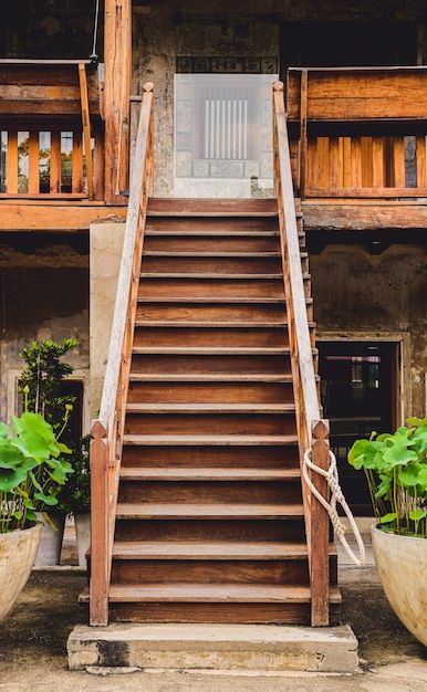 Outdoor old wooden stairs with staircase... | Premium Photo #Freepik #photo #antique-background #ancient-background #history-background #old-background Wooden Stairs Outdoor, Old Wooden Stairs, Stairs Outdoor, Ancient Background, Antique Background, History Background, Staircase Railing, Staircase Railings, Wooden Stairs