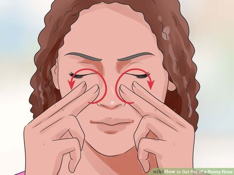 6 Ways to Get Rid of a Runny Nose -  Gently massage your nose, between your eyes, and earlobes to ease sinus pressure. These points on your body can be used to relax your sinuses, helping slow down the flow of a runny nose. Apply light pressure to each nostril, closing and opening them slowly. Then rub above your eyes and on your ear lobes to complete the technique.      You can use a washcloth soaked in warm water for even better results. Sinusitis Remedies, Sinus Congestion Relief, Increase Height Exercise, Blocked Nose, Congestion Relief, Sinus Pressure, Allergy Remedies, Sinus Congestion, Women Health Care