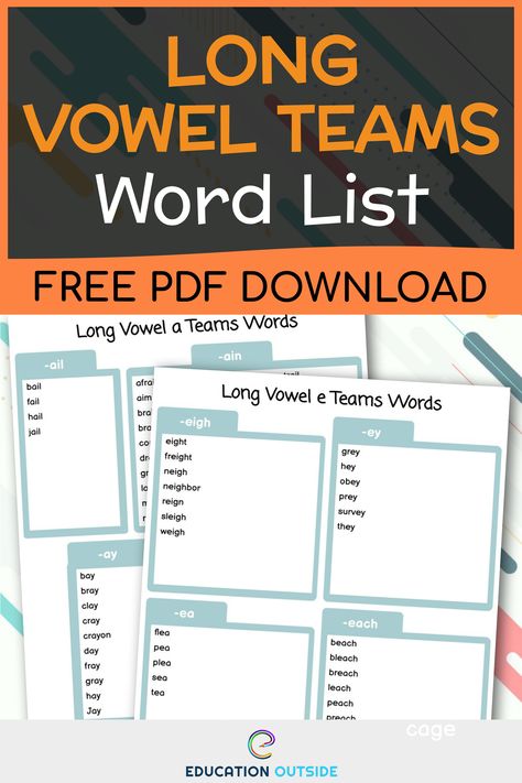 Phonemic Awareness Kindergarten, Vowel Team Words, Phoneme Segmentation, Short Vowel Worksheets, Phonological Awareness Activities, Vowel Teams, Vowel Worksheets, Long E, Word Patterns