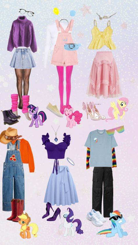 My little pony Mlp Costume Group, Halloween Costumes My Little Pony, Flutter Shy Costume, My Little Pony Halloween Costume Group, My Little Pony Group Costume, My Little Pony Costume Diy, Preppy Trio Halloween Costumes, Pinkie Pie Halloween Costume, Rarity Halloween Costume