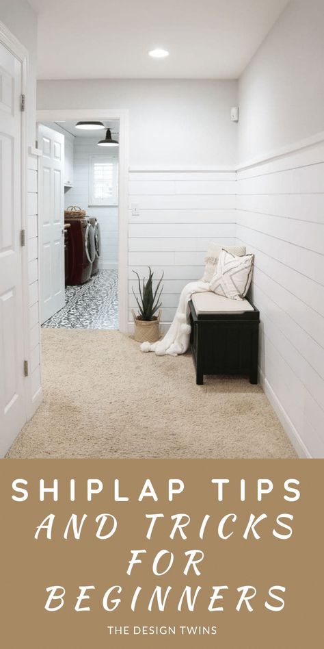 How To Hang Shiplap Wall, How To Make A Shiplap Fireplace, White Shiplap With Grey Walls, Removing Shiplap Wall, Simple Shiplap Wall, Slip Lap Walls Bathroom, Long Shiplap Wall, Partial Shiplap Wall Bathroom, Basement With Shiplap Walls