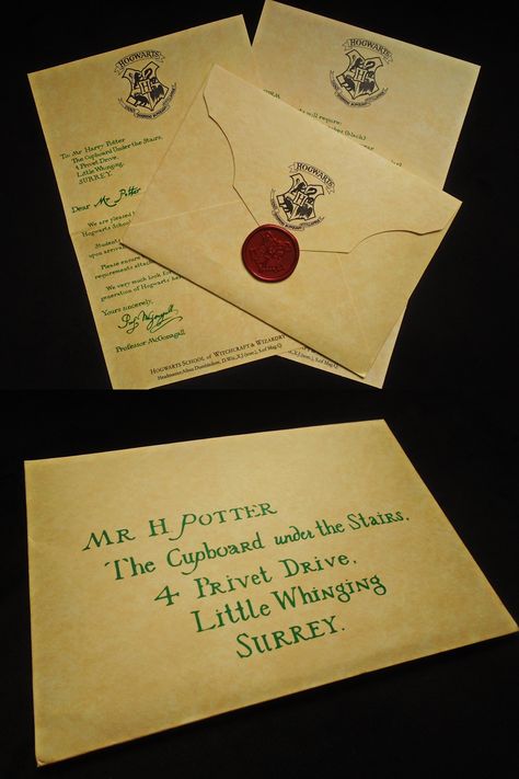 Harry Potter & the Philosopher's/Sorcerer's Stone: Hogwarts Acceptance Letter 1:1 prop replica. #harrypotter #hogwarts Diy Harry Potter Letters, Harry Potter And The Sorcerers Stone, Harry Potter Brief, Harry Potter Letters, Harry Potter Acceptance Letter, Harry Potter Hogwarts Letter, Harry Potter Letter, Harry Potter Movie Night, Sorcerers Stone