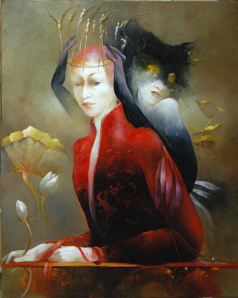 art by Ann Bachelier Anne Bachelier, Magical Beings, Cuban Art, Art Deco Illustration, Medieval World, Magical Art, Abstract Painters, French Artists, Art Plastique