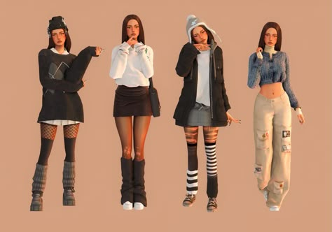 Sims4 Clothes Pack, Sims 4 Grunge Outfit, Sims 4 Downtown Cc, Sims 4 Cc Downtown Clothes, Outfit Ideas Sims 4, Sims 4 Indie Clothes, Lets Get Fit Mod Sims 4, Downtown Sims 4 Cc, Sims 4 Fits