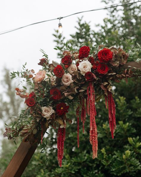 Wedding florals Wedding Arch Burgundy, Peach And Terracotta, Gazebo Flowers, New Zealand Winter, Spring Wedding Photos, Dusty Pink Weddings, New Zealand Wedding, Fall Wedding Photos, Mountain Top Wedding