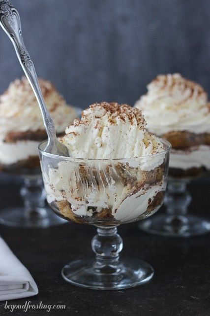 Maple Bourbon Tiramisu Parfaits Maple Tiramisu, Bourbon Tiramisu, Bourbon Dessert, Mascarpone Mousse, Beyond Frosting, Bourbon Caramels, Maple Recipes, Parfait Cups, Bourbon Recipes