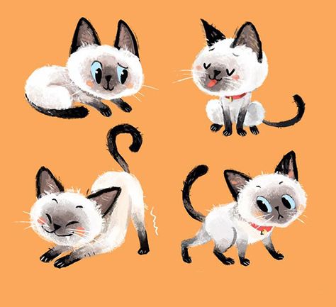 Siamese cat on Behance Siamese Cats Drawing, Siamese Cat Drawing, Siamese Cats Funny, Siam Cat, Siamese Cat Art, Cat Breeds Ragdoll, Doodle Design, Cute Cat Drawing, Cat Doodle