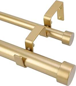 Industrial Curtain Rod, Gold Curtain Rods, Double Curtain Rods, Industrial Curtains, Window Rods, Double Window, Double Rod Curtains, Double Curtains, Curtains Holdbacks