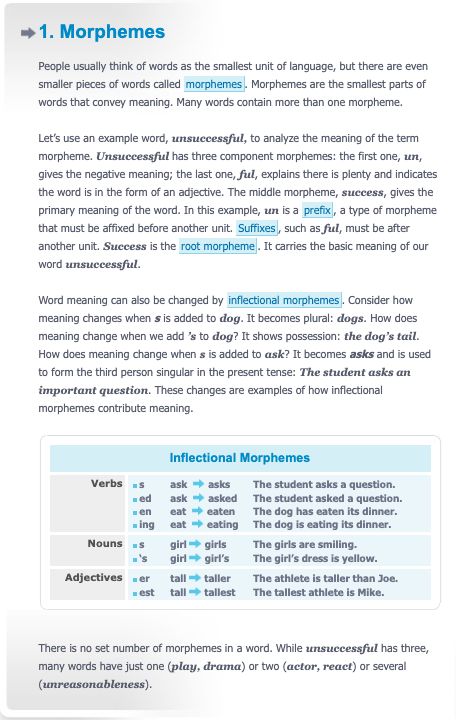 MORPHEMES ARE THE SMALLEST PARTS OF WORDS THAT CONVEY MEANING. MANY WORDS CONTAIN MORE THAN ONE MORPHEME.  TYPES OF MORPHEMES: - PREFIXES - ROOT MORPHEME - SUFFIXES (INFLECTIONAL-->  "S" ON "DOGS") Morphemes Teaching, Linguistics Study, Word Order, Good Sentences, Character Trait, Literature Quotes, Bottom Jeans, English Language Learning, Speech Language Pathologists