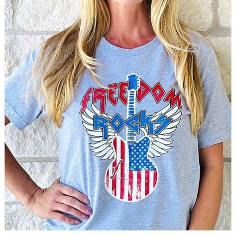 Thanks For Checking Out Our Fabulous Posh Closet!! All Of Our Items Are New With Tags! Never Worn Or Used <3 - Description: This Classic, Short Sleeve Tee Will Be Your Go-To Staple This Season And Beyond. Red, White, And Blue! Celebrate Your American Pride In This Freedom Rocks Shirt Is Perfect For Summer Bbq's, Memorial Day, Labor Day, And Of Course The 4th Of July! Get Yours Now And Be Ready To Celebrate All Summer Long! Double-Needle Stitched Neckline, Bottom Hem And Sleeves - We Ship From Mu Drop Shoulder Tshirt, Country Ideas, Eagle Tee, Oversized Graphic Tee, Latest T Shirt, Rock T Shirts, Summer Bbq, Rock Shirts, American Pride