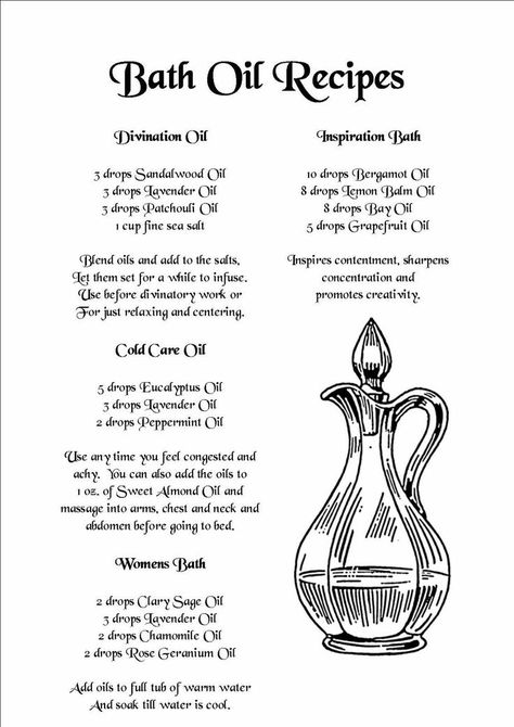 printable witches spell book pages | Found on ebay.com Bath Oil Recipe, Lemon Balm Oil, Spa Recipes, Homemade Spa, Ear Ache, Under Your Spell, Magick Spells, Bath Oil, Pink Eye