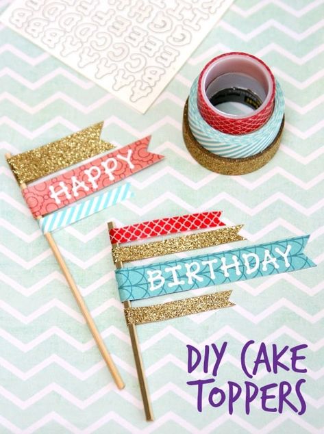 Handmade Cake Toppers Diy, Diy Cake Topper Birthday How To Make, Happy Birthday Cake Topper Diy, Birthday Cake Toppers Diy, Diy Cupcake Decorations, Handmade Cake Toppers Birthday, Diy Cake Topper Banner, Homemade Cake Topper, Diy Cake Toppers