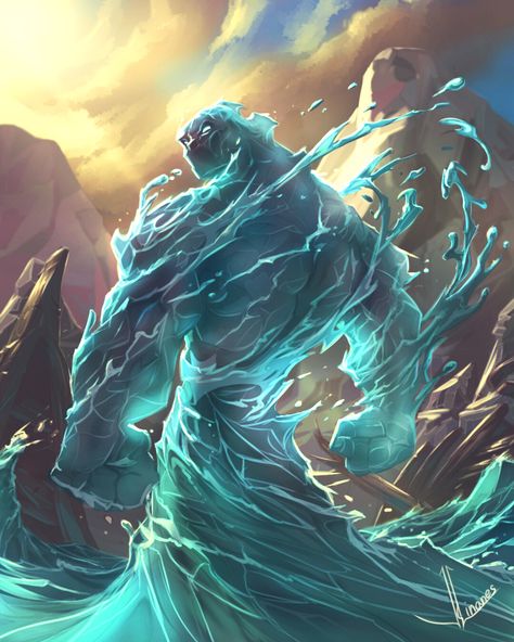 ArtStation - Water elemental Warcraft 2, Water Elemental, Rpg Ideas, Rpg Characters, Creature Artwork, Dnd Art, Fantasy Monster, Creature Concept Art, Magic Art