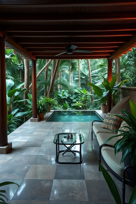 Looking to bring the magic of the rainforest into your own backyard? Check out these 10 amazing patio ideas that will help you create your dream tropical escape. From lush greenery to beautiful canopy structures, you'll find inspiration to craft a tranquil outdoor space. Imagine relaxing under a vibrant canopy, surrounded by lush plants and your favorite seating. Whether you're creating a complete paradise or adding a few tropical touches, these ideas will inspire your cozy hideaway. Bring nature home with these clever concepts today! Cozy Hideaway, Fiji Holiday, Rainforest Theme, Lush Plants, Solar Powered Lanterns, Small Water Features, Living Roofs, Nature Home, Entertainment Area