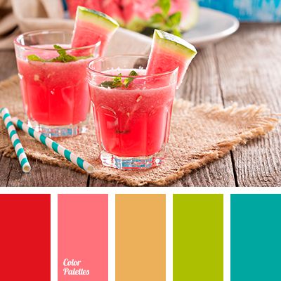 bright red, color green, color of sea water, color of the pulp of watermelon, color of watermelon, colors of summer, colors of summer 2018, cyan-green color, green, lime green, mint, Orange Color Palettes, orange with touch of brown, pink-red color, red and mint, In Color Balance, Watermelon Cooler, Color Palette Ideas, Wall Living Room, Orange Color Palettes, Color Schemes Colour Palettes, Palette Ideas, Summer Watermelon, Design Seeds