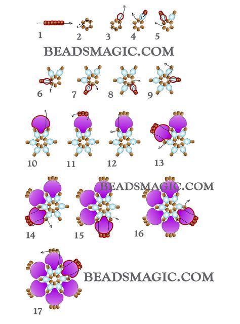 How To Bead Earrings Step By Step, Free Beading Tutorials Earrings, Ginko Beads Pattern, Holiday Beading Free Pattern, Bead Flowers How To Make, Seed Bead Flowers Tutorial, Beading Patterns Free Tutorials, Flower Earrings Diy, Jewelry Tutorials Free