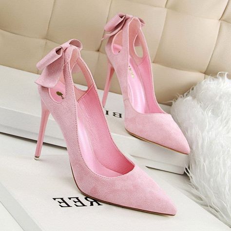 Buy NEWBBELA Bow Decor Satin Stiletto Pumps at Newbella. Stylish women shoes online store, sandals, heels, flats, boots, sneakers and more. ✓free shipping ✓easy returns. Heels Wedding Shoes, Pink Wedding Shoes, Heels Patterns, Heels Wedding, Basic Heels, Women Heels, Suede High Heels, Wedding Shoes Heels, Womens Stilettos