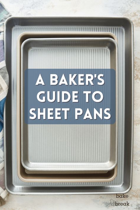 Learn all about sheet pans, cookie sheets, and jelly roll pans in this simple guide for home bakers. Best Cookie Sheets, Baking Pan Sizes, Half Sheet Cake, Pan Cookies, Commercial Ovens, Sheet Pans, Baking Equipment, Cookie Sheets, Jelly Roll Pan