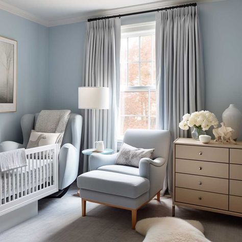 10+ Dreamy Blue Nursery Designs for a Perfect Baby Haven • 333+ Images • [ArtFacade] Blue Wallpaper Nursery, Blue Baby Room, Blue Gray Nursery, Baby Blue Nursery, Colour Interior, Blue Nursery Boy, Room Boy, Nursery Designs, Toddler Boy Room Decor