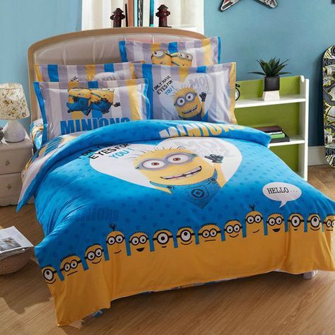 12 Cute Minion Bedding Sets You Can Buy Right Now | Home Design And Interior Disney Princess Toddler Bed, Minion Bedroom, Childrens Bedding Sets, Kids Twin Bed, Twin Bed Sheets, Skull Bedding, Unique Bedding Sets, Cute Bedding, Bedding Sets Online