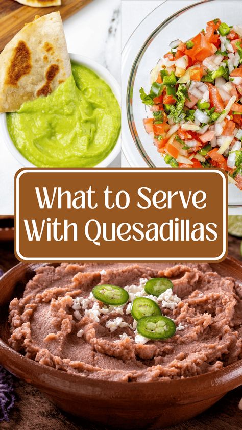 What to Serve With Quesadillas: 20+ Easy Sides - Megan vs Kitchen Side For Quesadillas, Sides To Go With Quesadillas, What To Eat With Quesadillas, Quesadilla Sides Dish, What To Serve With Quesadillas, Quesadilla Dinner, Mexican Quesadilla Recipes, Mexican Slaw, Spanish Rice Easy