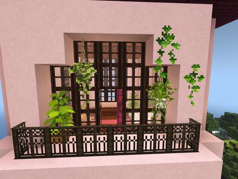 Minecraft Balcony Ideas To Build, Minecraft House Balcony, Balcony Minecraft Ideas, Minecraft Balcony Decor, Minecraft Balcony Design, Fairy Balcony, Balcony Minecraft, Minecraft Balcony Ideas, Minecraft Balcony