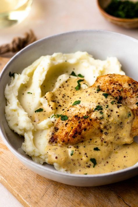 Creamy Dijon Sauce, Creamy Dijon, Dijon Sauce, With Mashed Potatoes, Chicken Dishes Recipes, Poultry Recipes, Cream Sauce, Chicken Dinner Recipes, Dijon Mustard