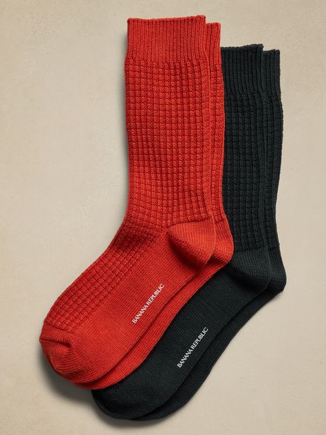 Comfortably knit from a soft cotton blend, these cozy socks will carry you through the season with ease.  Set of 2 pairs.  Fits men's shoe sizes 8-12. October Fashion, Embroidered Socks, Trouser Socks, Cozy Socks, Men's Shoe, Clothing Mockup, Fashion Attire, Men Fashion Casual Outfits, Colorful Socks