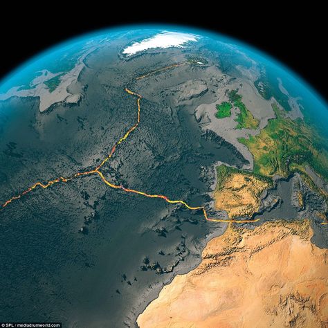 The boundary between the North American Plate and the Eurasian plate is driving tectonic activity in Iceland while the boundary beteen the Eurasian and African plates leads to volcanoes like Mount Vesuvius and earthquakes in the Mediterranian Oceanic Ridge, Plate Tectonic, Science Report, Earth Tectonic Plates, Tectonic Plate Boundaries, Earth Subsystems Poster, Ancient Britain, Satellite Pictures, Plate Boundaries