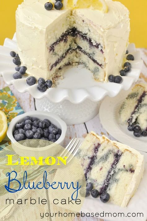 Lemon Blueberry Marble Cake Marble Cake, Think Food, Lemon Blueberry, Yummy Sweets, White Cake, Food Cakes, How Sweet Eats, Eat Dessert, Decadent Desserts